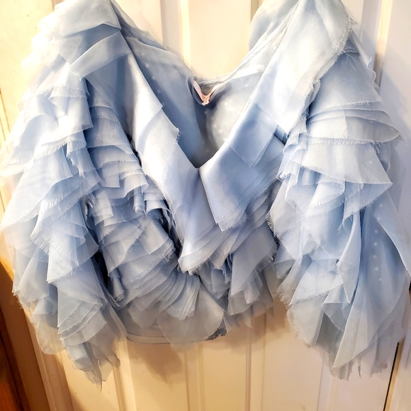 Carolina Herrera light blue bolero jacket with perils size